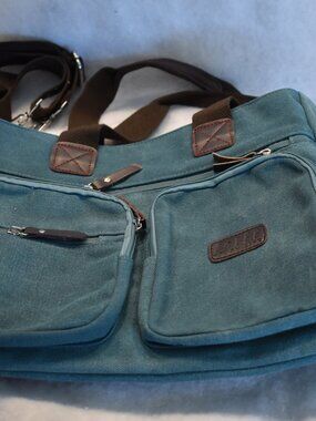 TOLFE Tough Life Teal Heavyweight Canvas Tote Messenger Bag